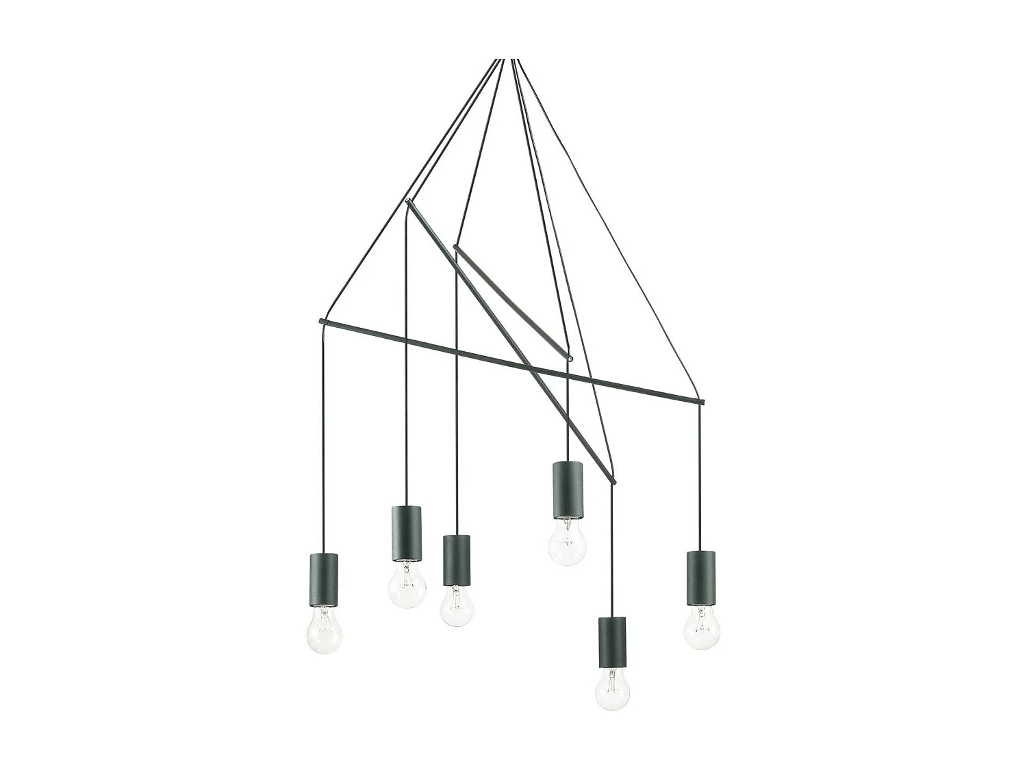 Ideal Lux Pop - 6 licht Cluster Deckenanhänger Schwarz