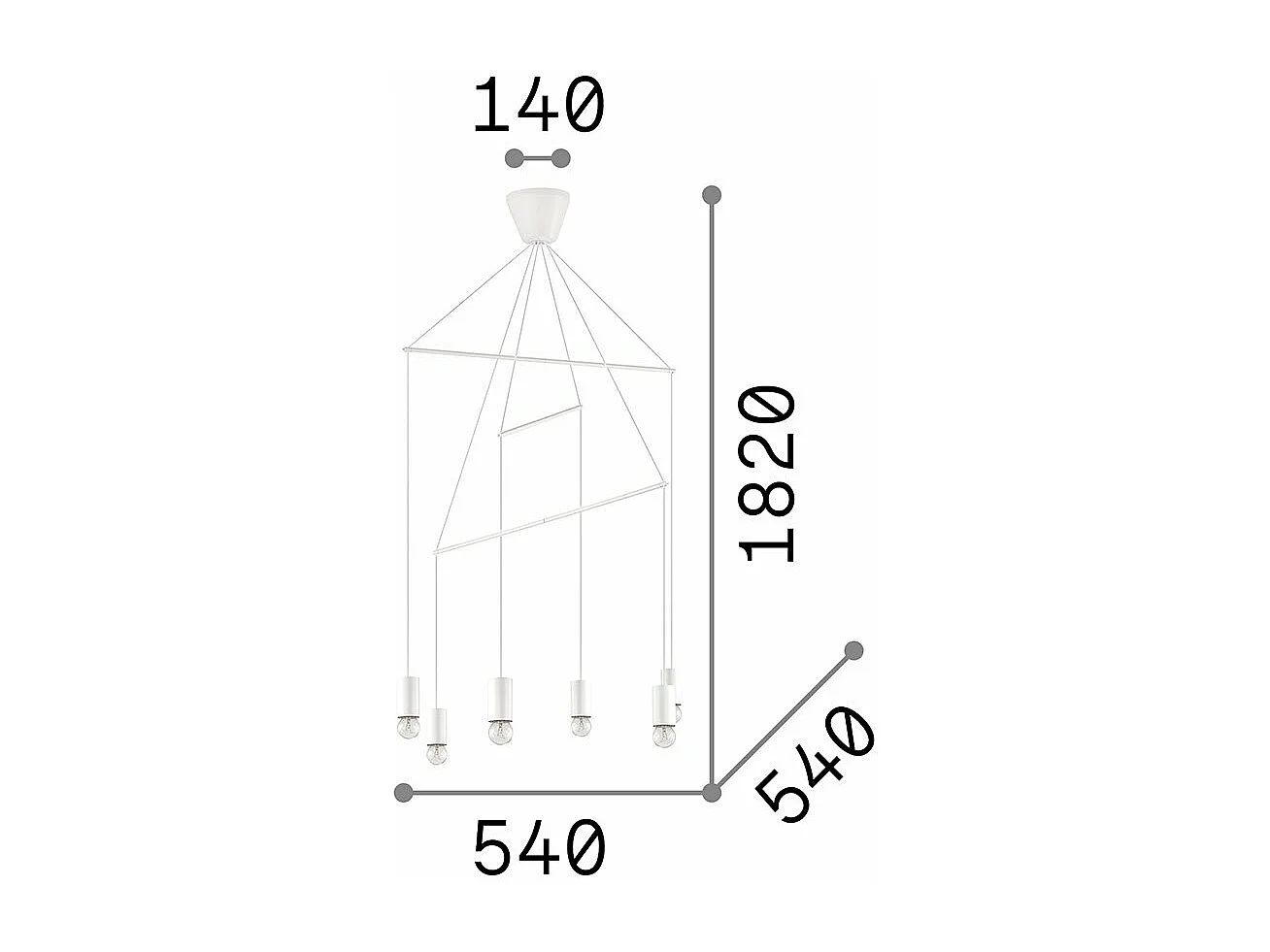 Ideal Lux Pop - Lámpara colgante de techo con 6 luces negras