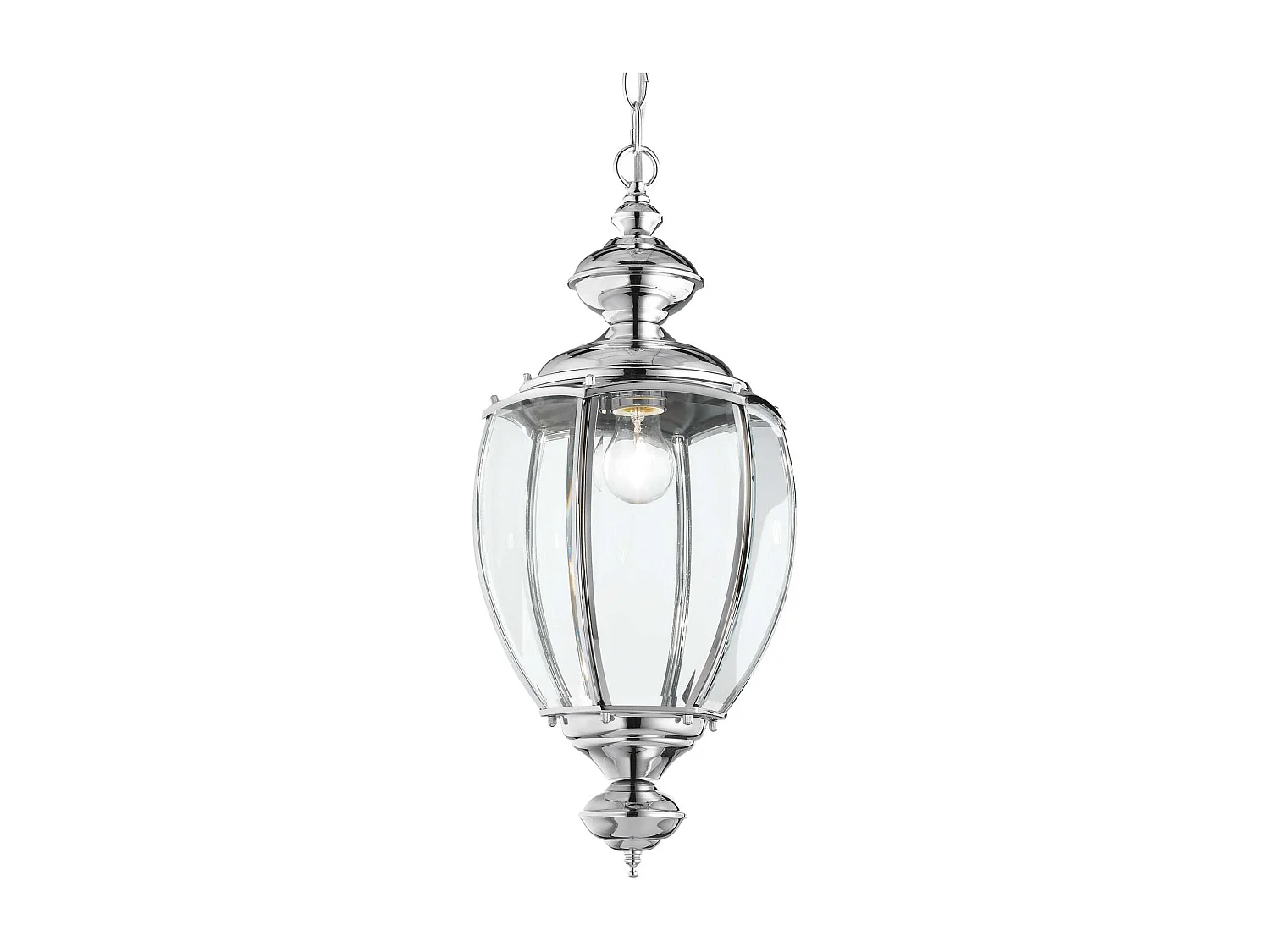 Ideal Lux Norma - Lanterna a Soffitto a 1 Luce Pendente in Vetro Cromato, attacco E27