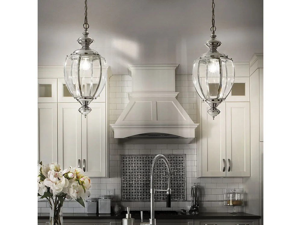 Ideal Lux Norma Suspension lanterne à 1 ampoule en verre chromé, E27