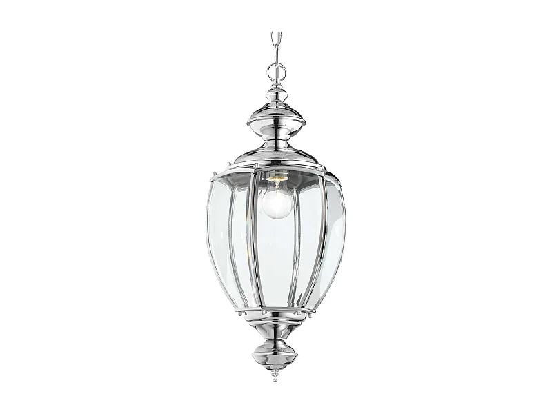 Ideal Lux Norma - Lanterna a Soffitto a 1 Luce Pendente in Vetro Cromato, attacco E27