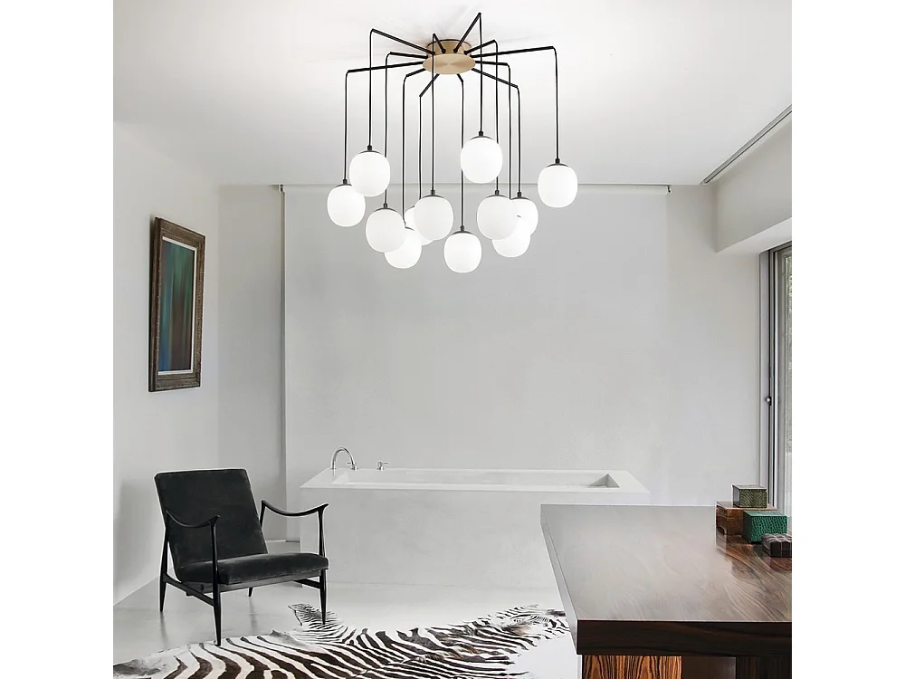 Ideal Lux RHAPSODY - Lampada a sospensione a soffitto a grappolo per interni 12 luci nera, G9