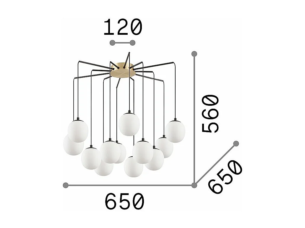 Ideal Lux RHAPSODY - Lampada a sospensione a soffitto a grappolo per interni 12 luci nera, G9