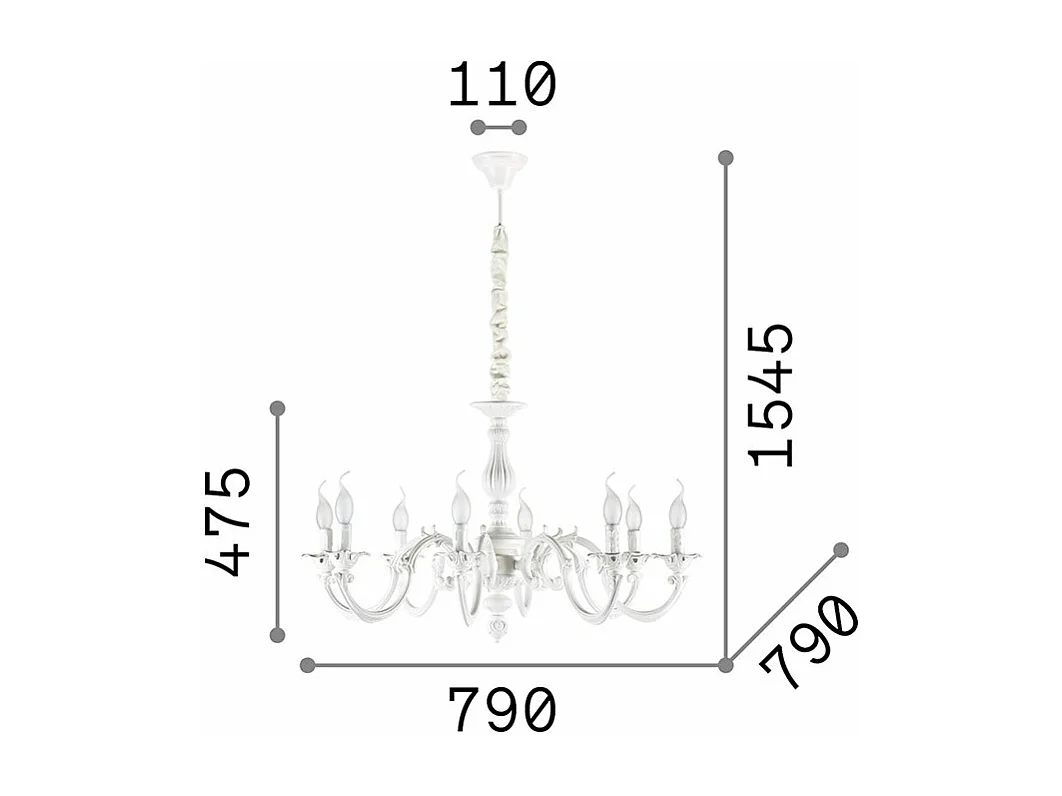 Ideal Lux Justine - 8 Licht Pendelleuchte Weiß