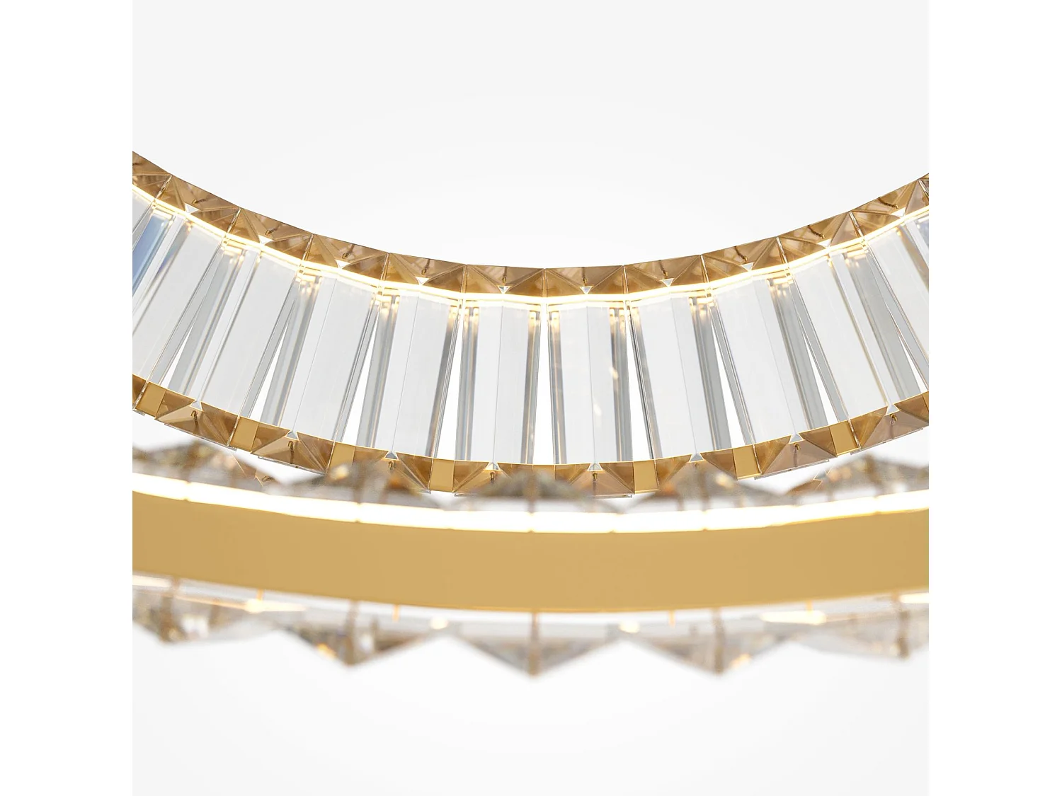 Lampadario A Sospensione Moderno Krone Metallo Oro 2 Luci Led 90W