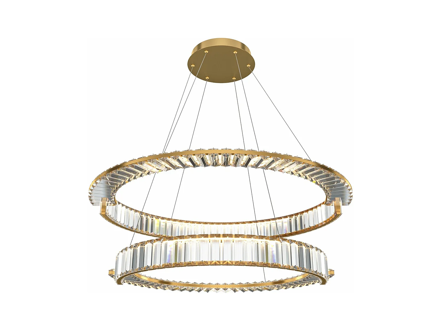 Lampadario A Sospensione Moderno Krone Metallo Oro 2 Luci Led 90W