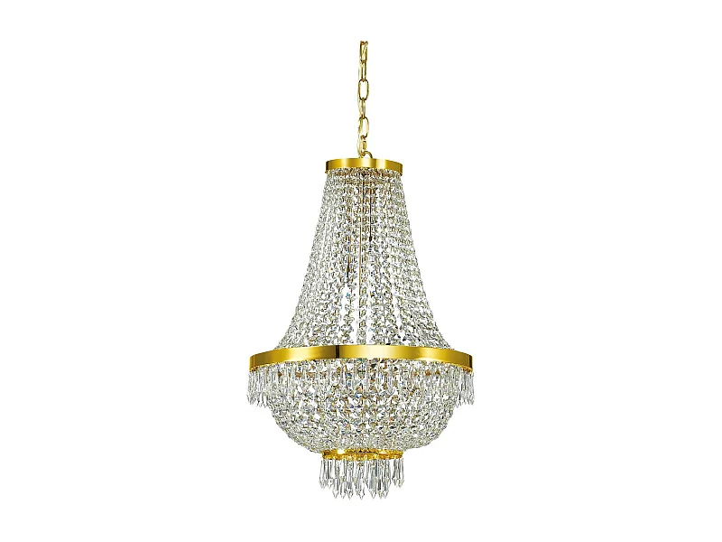 Ideal Lux Caesar Lustre en cristal à 9 ampoules au fini doré, G9