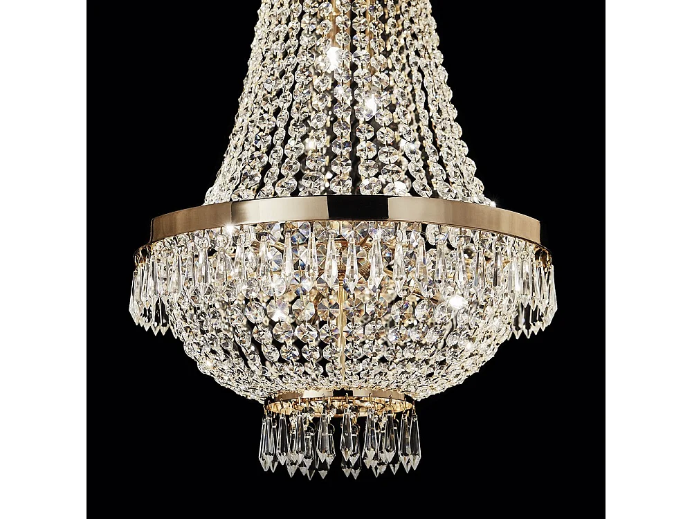 Ideal Lux Caesar - 9 Araña de luces de cristal con acabado dorado, G9