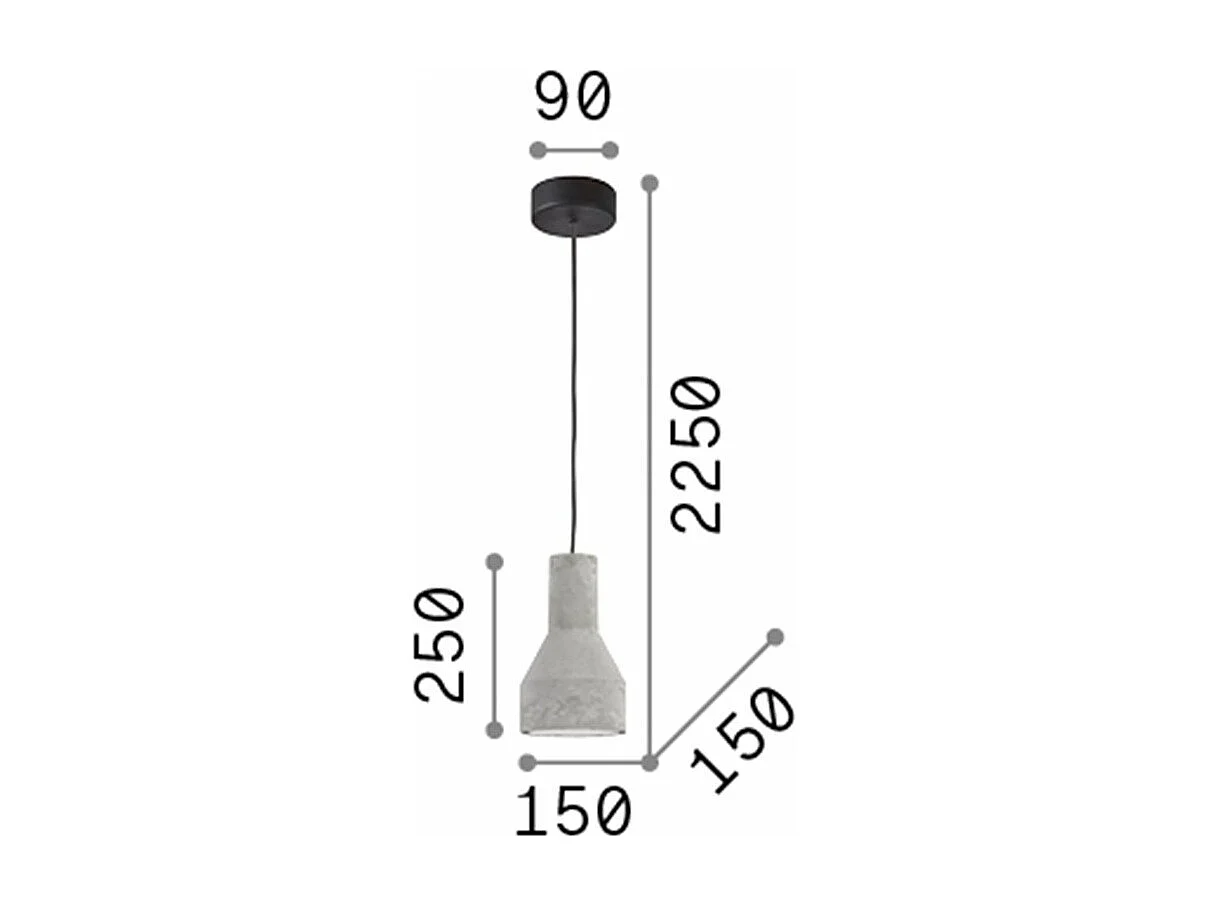Ideal Lux Oil - Sospensione a soffitto a 1 luce grigio cemento, attacco E27