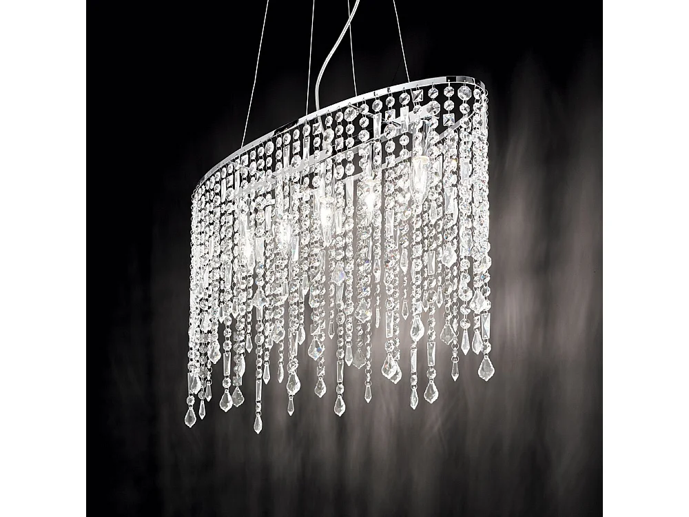 Ideal Lux Rain Clear - Sospensione a soffitto grande a 5 luci Cromo, E14