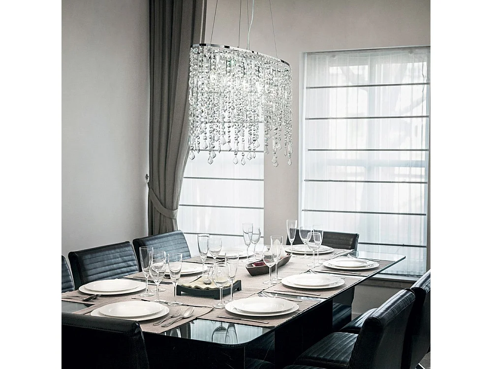 Ideal Lux Rain Clear - Sospensione a soffitto grande a 5 luci Cromo, E14