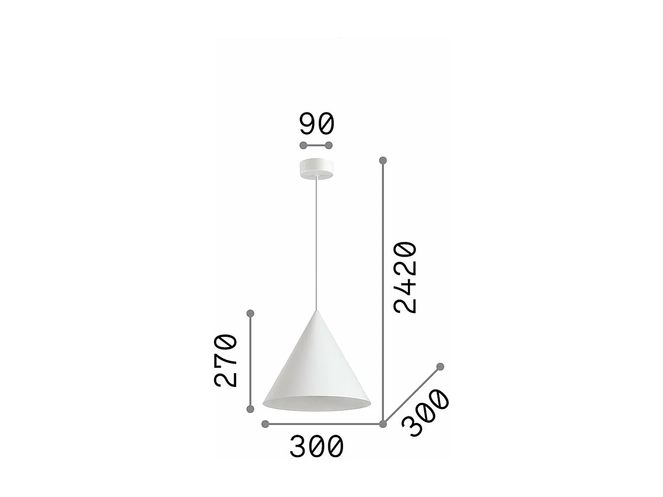 Ideal Lux A-LINE - Deckenleuchte für Innenkuppeln 1 Hellschwarz, E27