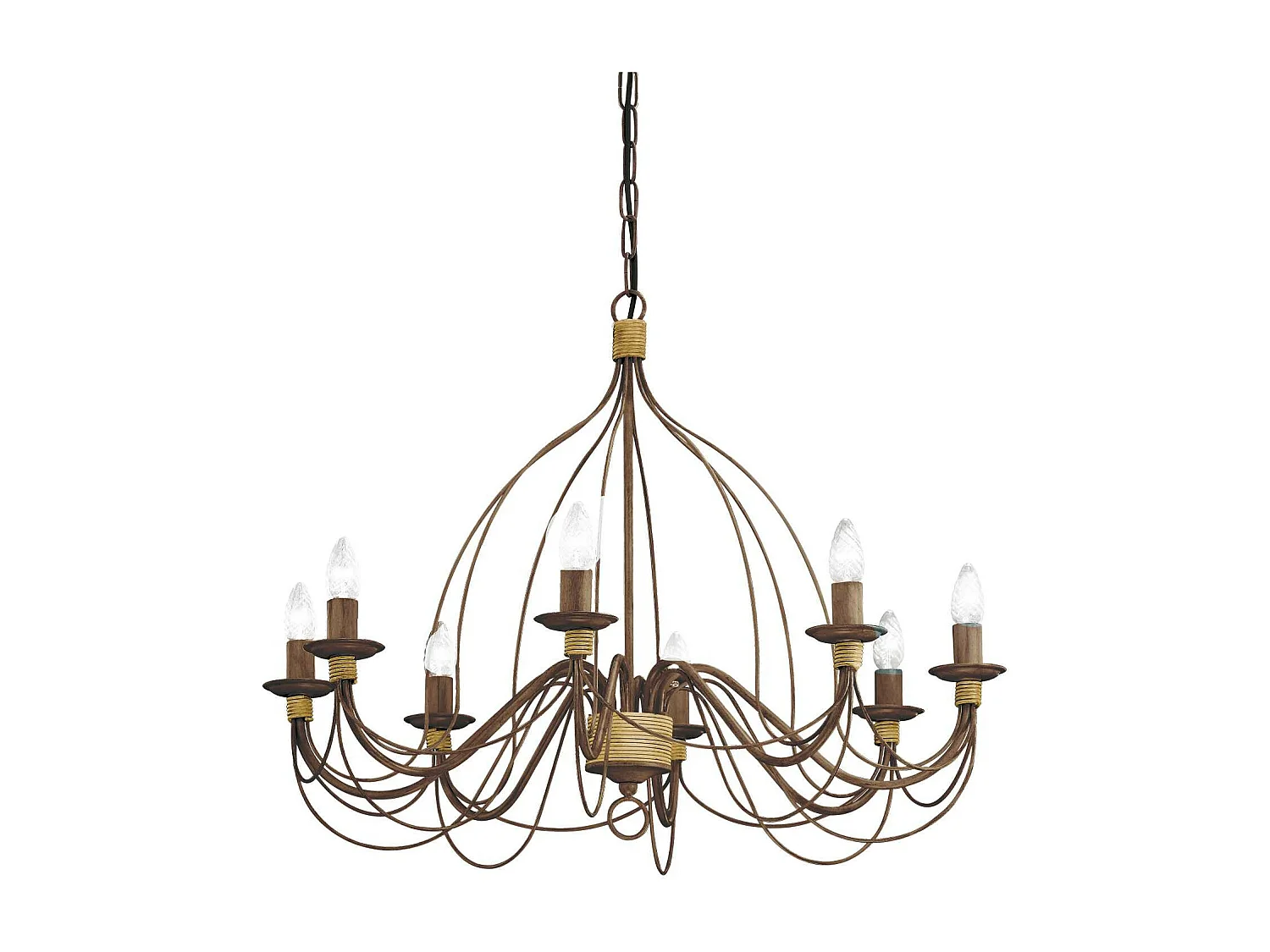 Ideal Lux Corte - Lampadario a 8 luci con finitura marrone ruggine, attacco E14