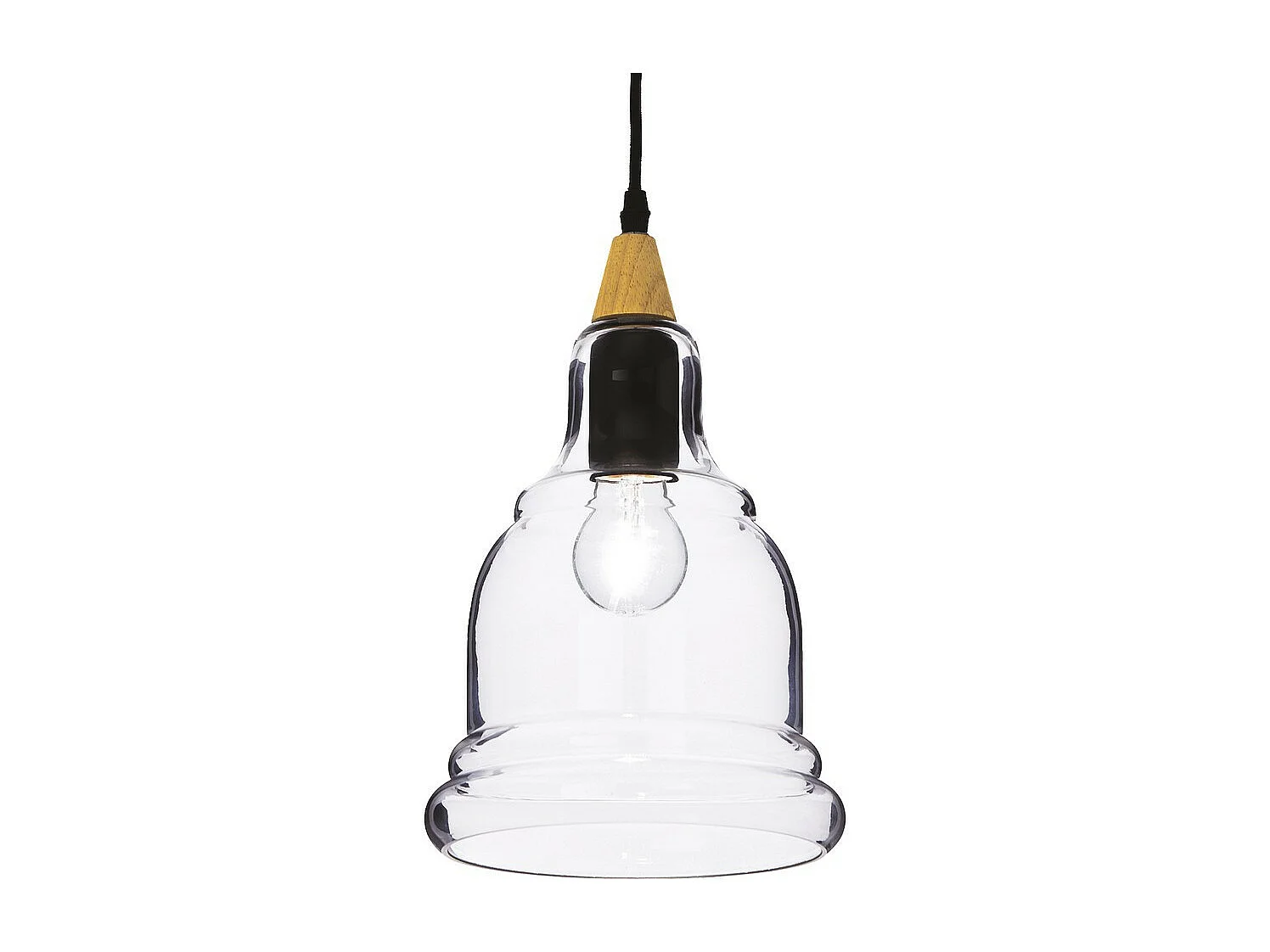 Ideal Lux Gretel - 1 lámpara colgante de techo negra, vidrio transparente, E27