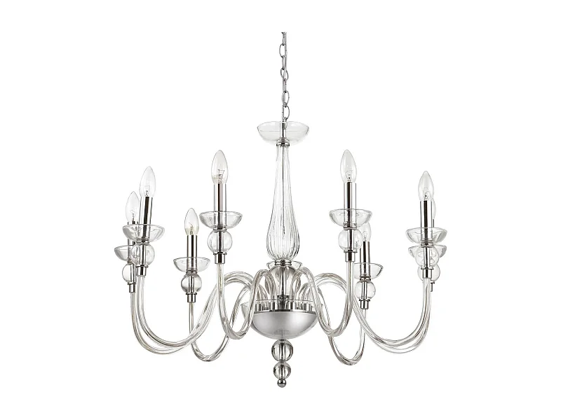 Ideal Lux Doge - Lampadario a 9 luci in vetro trasparente, E14