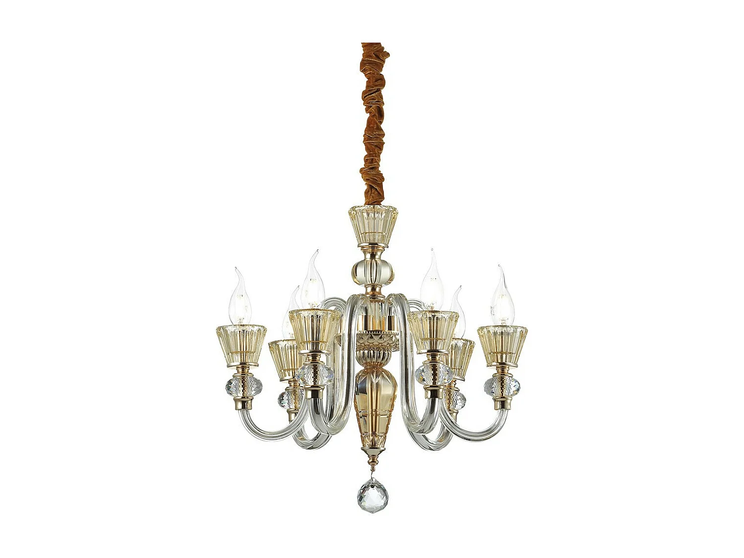 Ideal Lux Strauss - Lampadario a 6 Luci Finitura Oro Rosa, E14