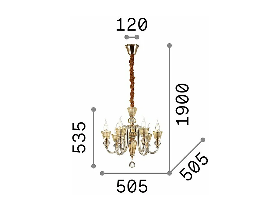 Ideal Lux Strauss - Lampadario a 6 Luci Finitura Oro Rosa, E14