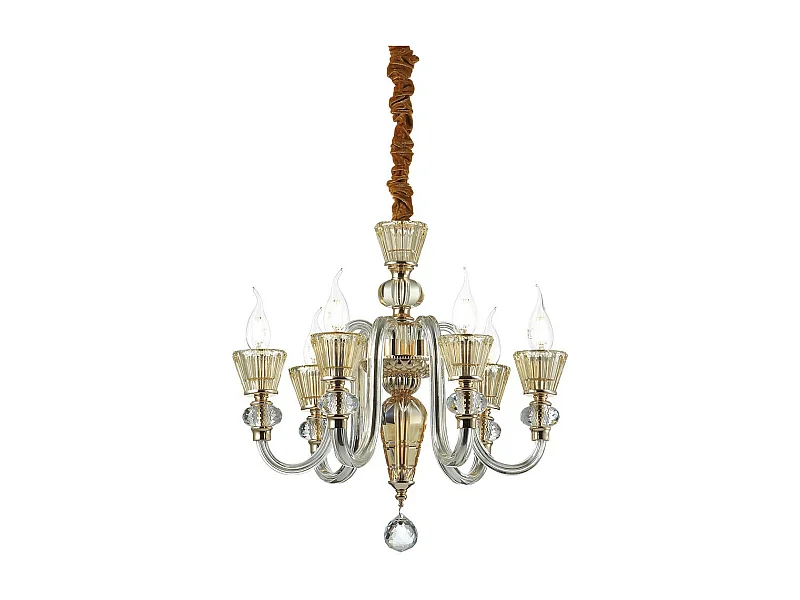 Ideal Lux Strauss - Lámpara de araña de 6 luces, acabado en oro rosa, E14