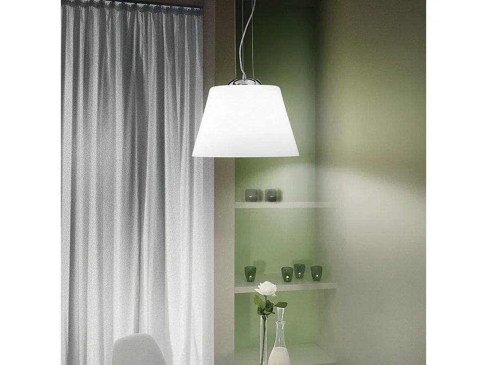 Ideal Lux Cylinder Luminaire suspendu à 1 ampoule, grand dôme, blanc, E27