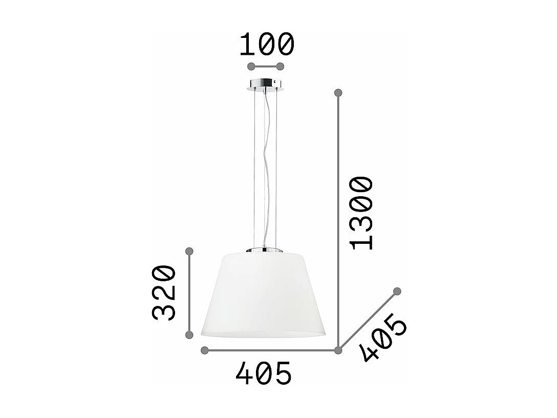 Ideal Lux Cylinder - Lámpara colgante de techo tipo domo grande con 1 luz blanca, E27