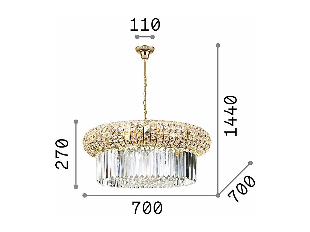 Lampadario Classico Nabucco Metallo Oro 16 Luci E14