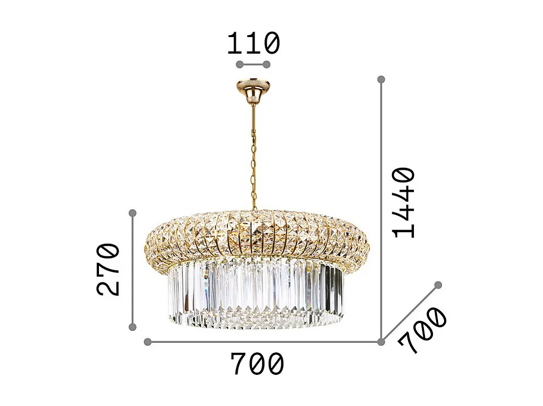 Lampadario Classico Nabucco Metallo Oro 16 Luci E14