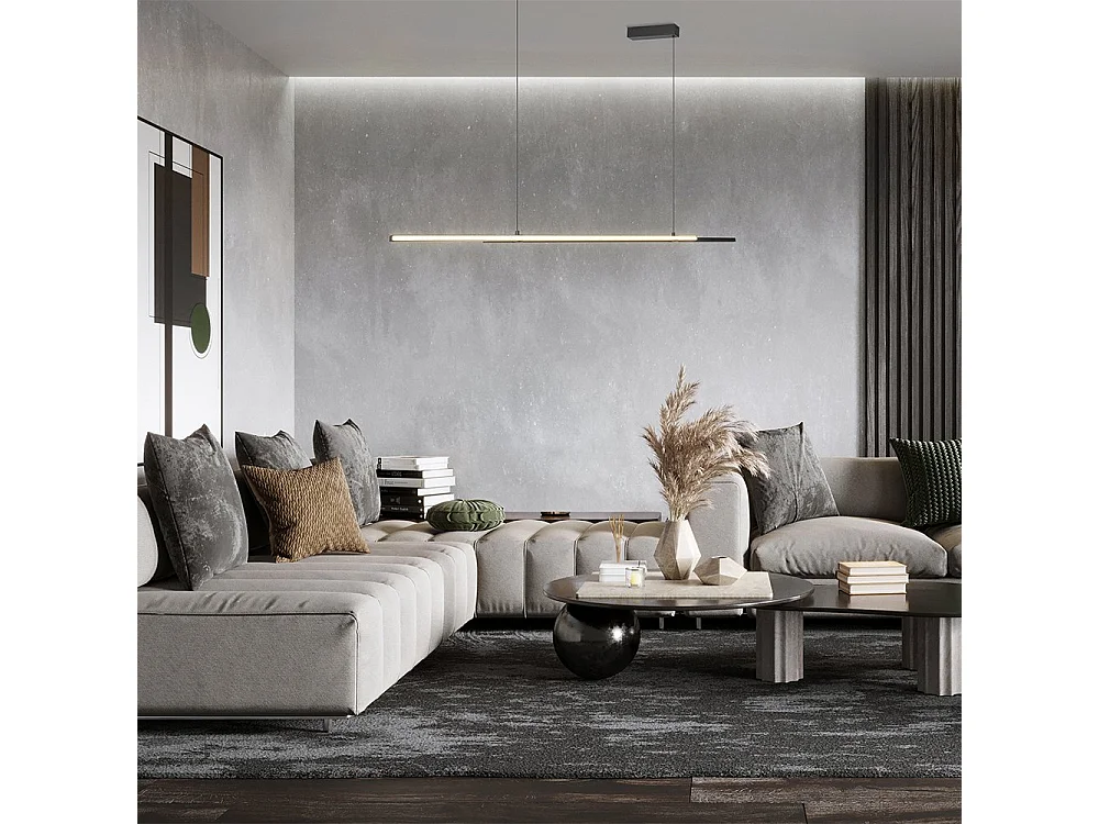 Lampadario A Sospensione Moderno Halo Alluminio Nero 2 Luci Led 48W