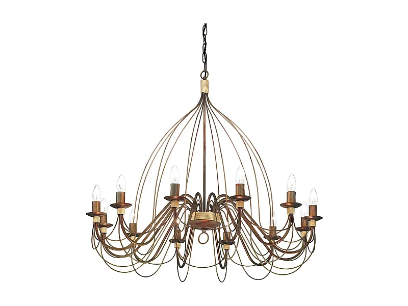 Ideal Lux Corte - Lámpara de araña de 12 luces con acabado en marrón óxido, E14