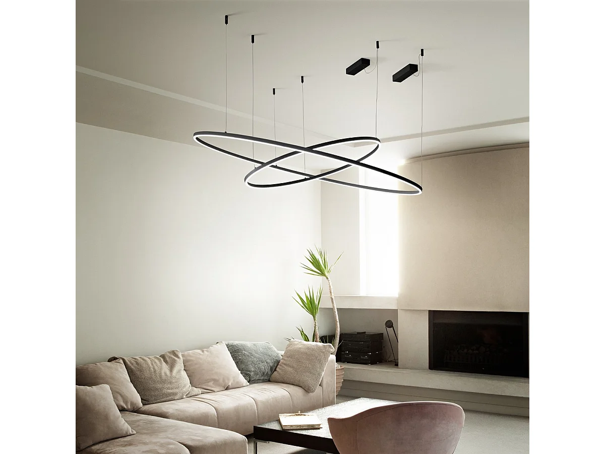 Ideal Lux ORACLE Plafonnier LED intégré Slim non dimmable rond 90cm noir, 4000K