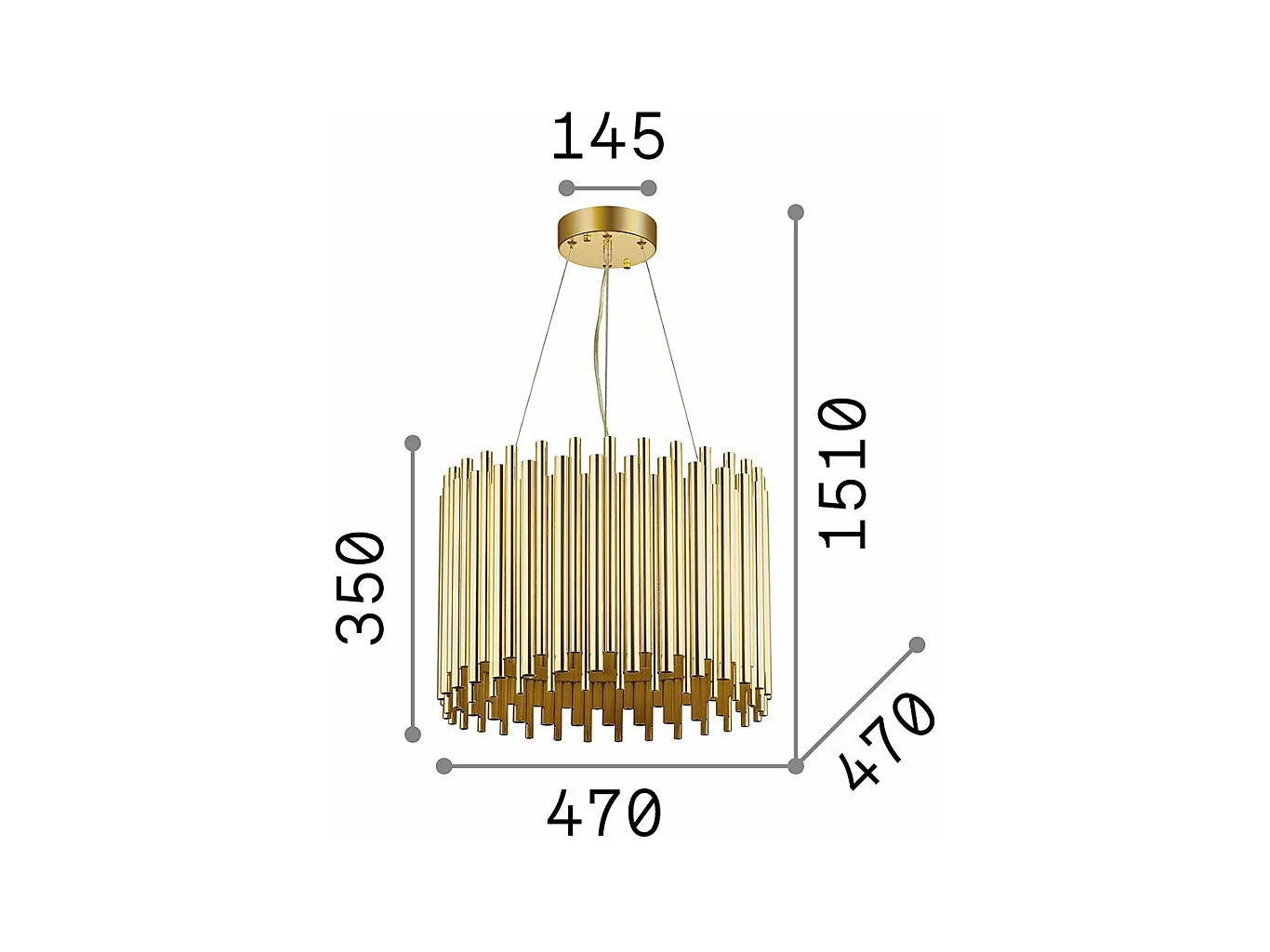 Ideal Lux Pan Pendentif à 5 ampoules au plafond doré