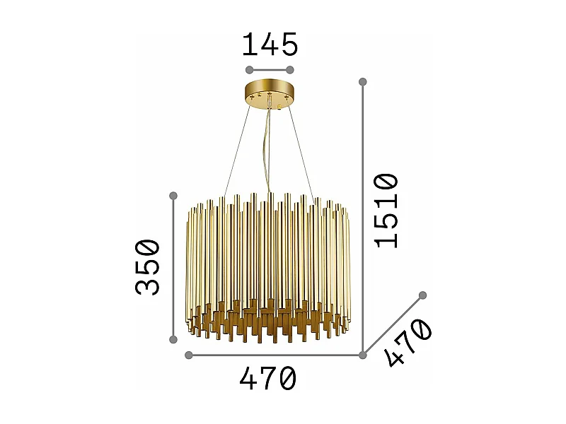 Ideal Lux Pan Pendentif à 5 ampoules au plafond doré