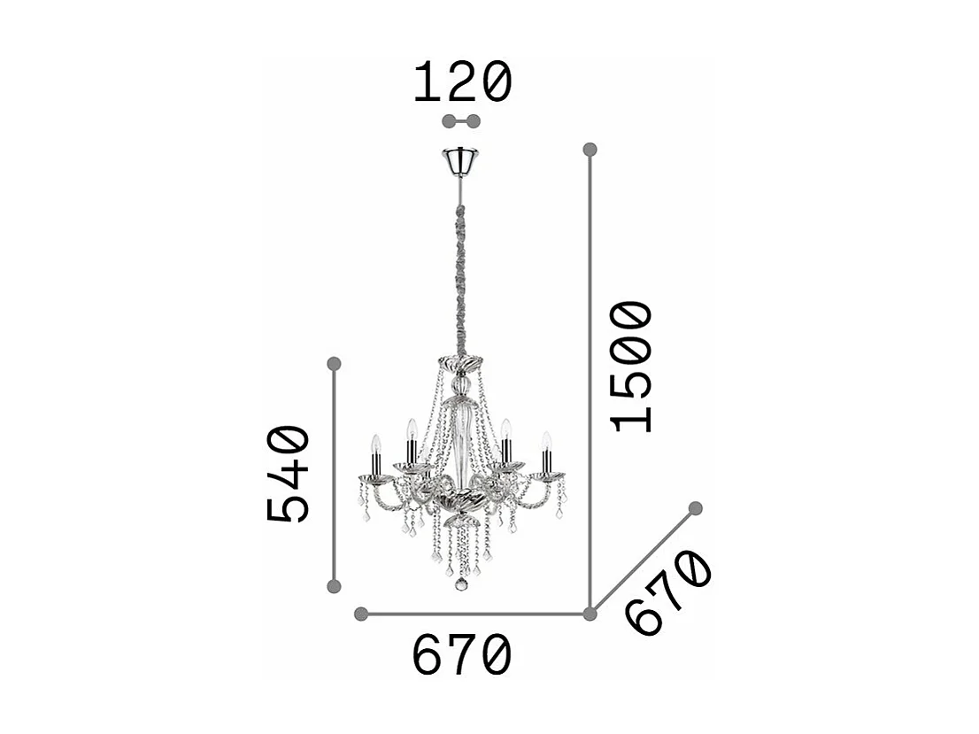 Ideal Lux Amadeus - 6 Licht Pendelleuchte Trasparent, E14