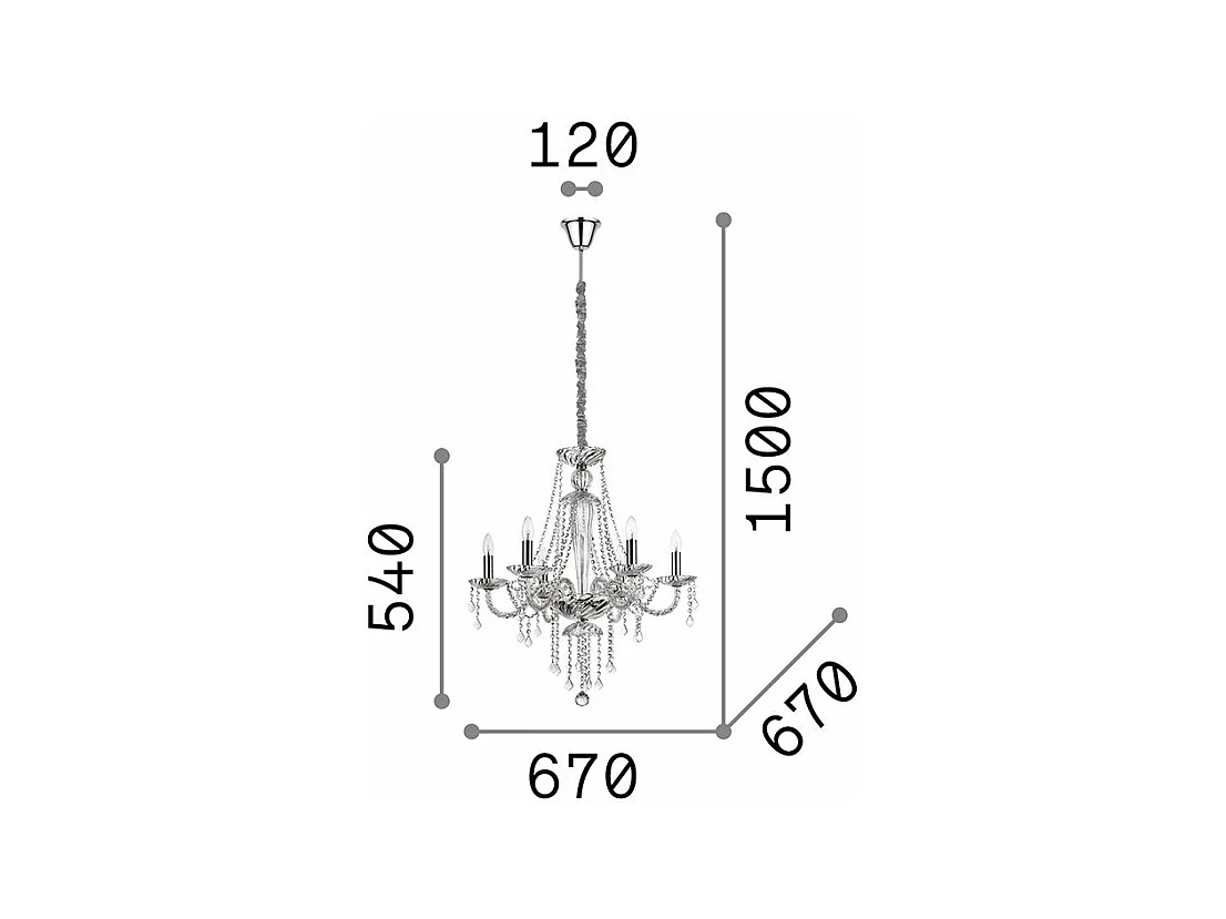 Ideal Lux Amadeus - Lámpara colgante de 6 luces Transparente, E14