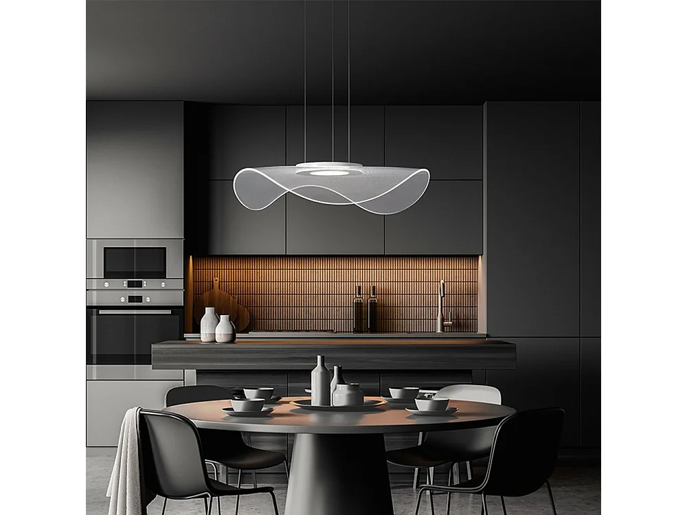 45W LED Pendant Light in Transparent Acrylic, Modern Design, Diameter 70 cm, 2290lm, Warm Light 3000K, Height Adjustable up to 150cm - Perenz