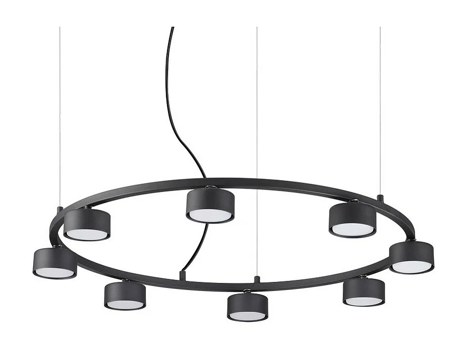 Ideal Lux MINOR Suspension d'intérieur circulaire à 8 ampoules à 8 ampoules, noir