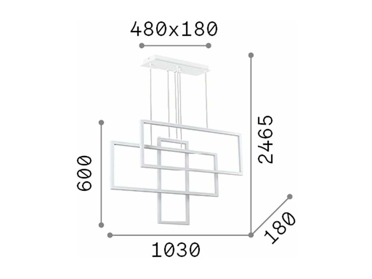Suspension intégrée décorative LED noire, 93000K
