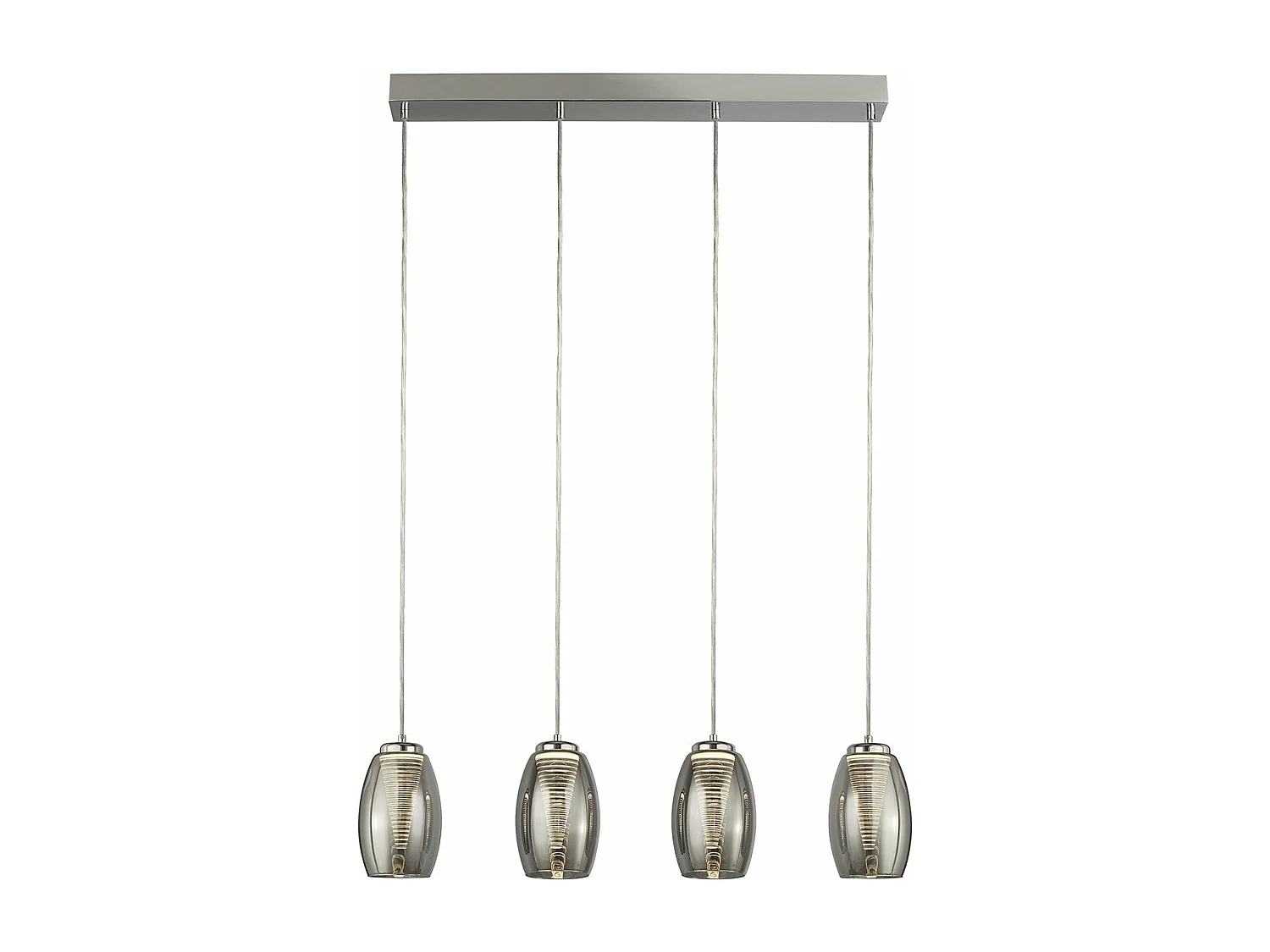 Lampadario Contemporaneo Ciclon Acciaio Cromo Vetro Fumè Led 22W 3000K