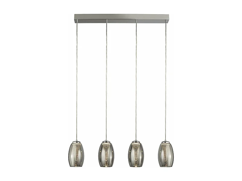 Lampadario Contemporaneo Ciclon Acciaio Cromo Vetro Fumè Led 22W 3000K