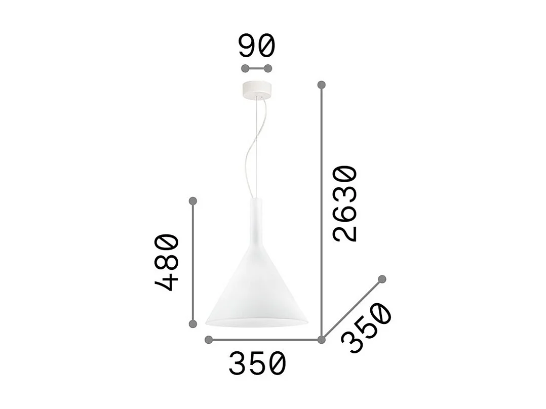Ideal Lux Cocktail - Lámpara colgante de techo tipo domo grande con 1 luz blanca, E27