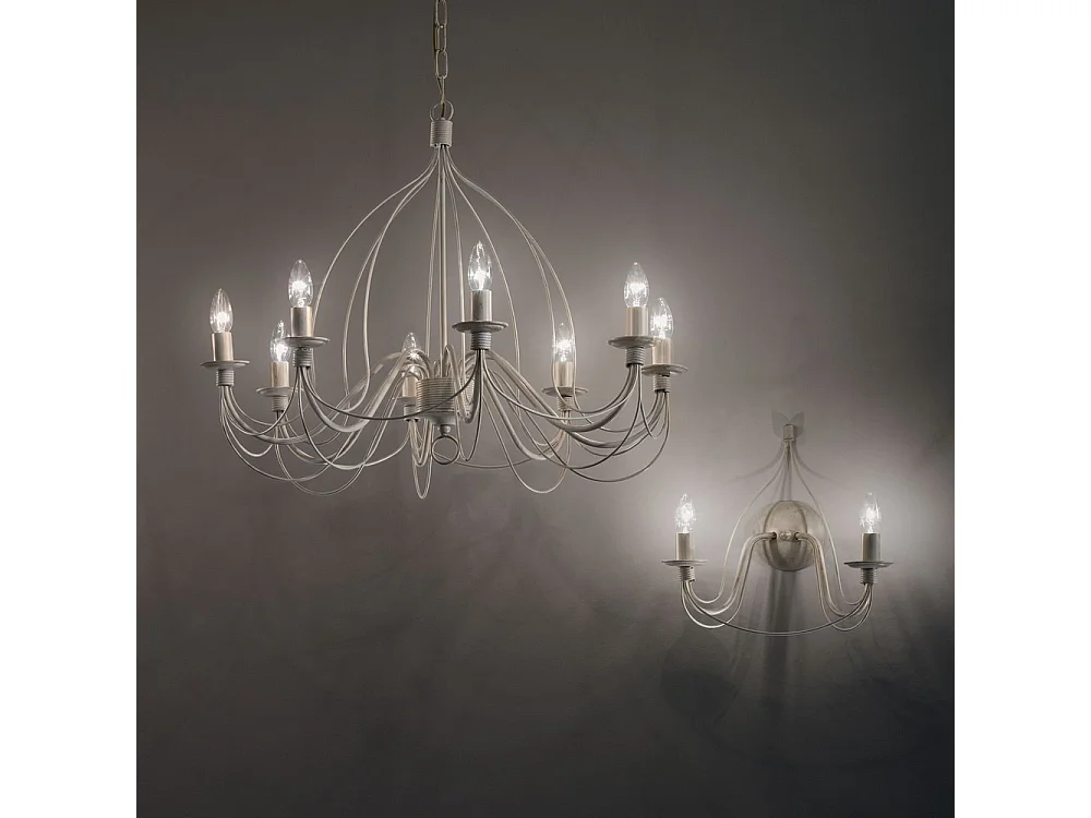 Ideal Lux Corte Lustre à 8 ampoules au fini blanc antique, E14