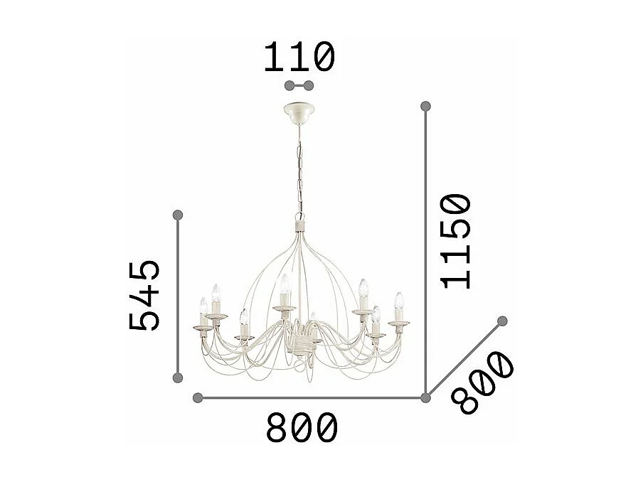 Ideal Lux Corte Lustre à 8 ampoules au fini blanc antique, E14