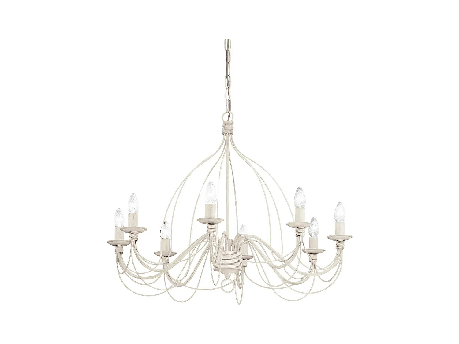 Ideal Lux Corte - Lámpara de araña de 8 luces, acabado blanco antiguo, E14