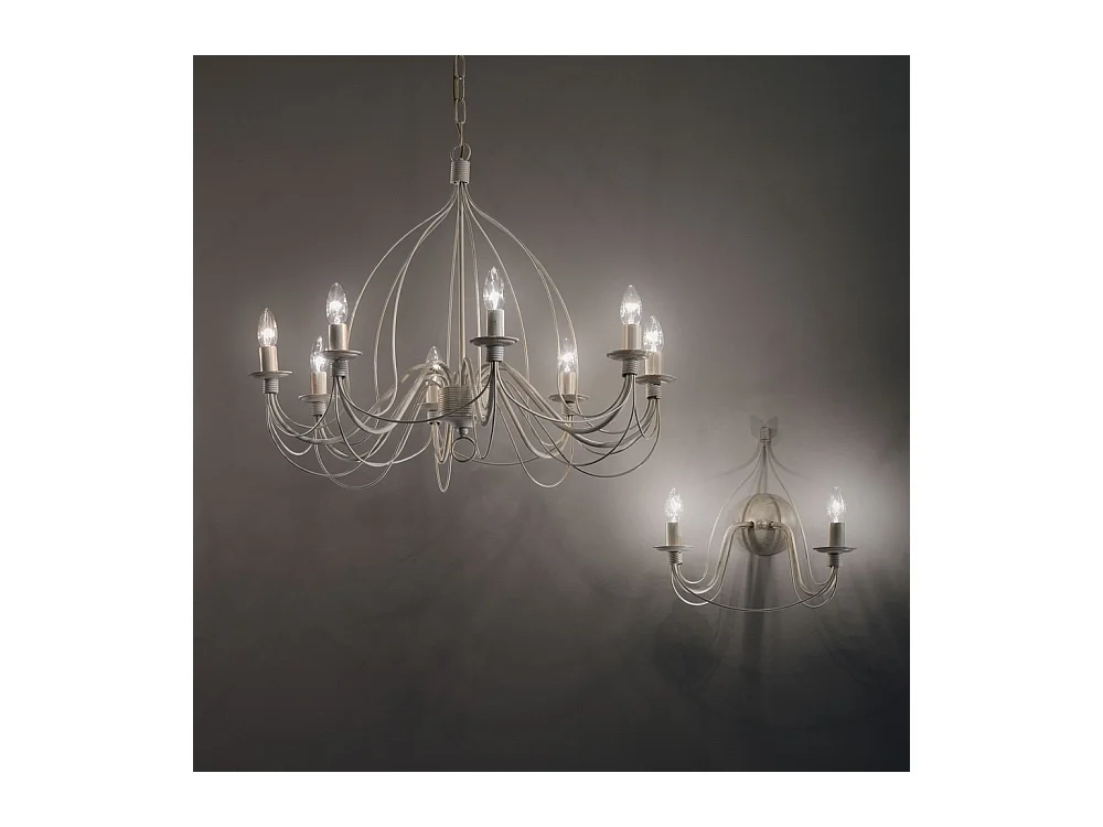 Ideal Lux Corte Lustre à 8 ampoules au fini blanc antique, E14