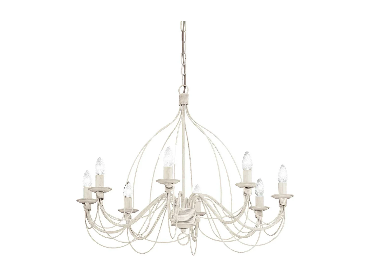 Ideal Lux Corte - Lámpara de araña de 8 luces, acabado blanco antiguo, E14