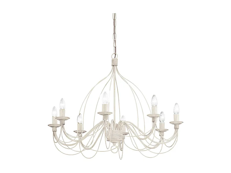 Ideal Lux Corte - Lámpara de araña de 8 luces, acabado blanco antiguo, E14