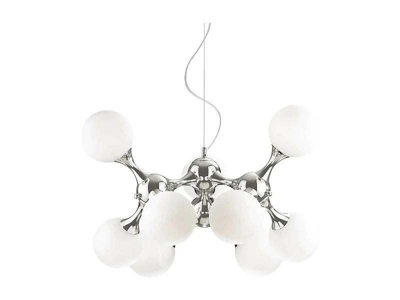Ideal Lux Nodi Bianco - Sospensione da soffitto molecolare piccola a 9 luci cromata, E14