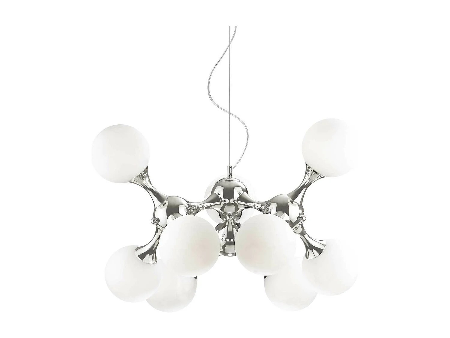 Ideal Lux Nodi Bianco - Sospensione da soffitto molecolare piccola a 9 luci cromata, E14