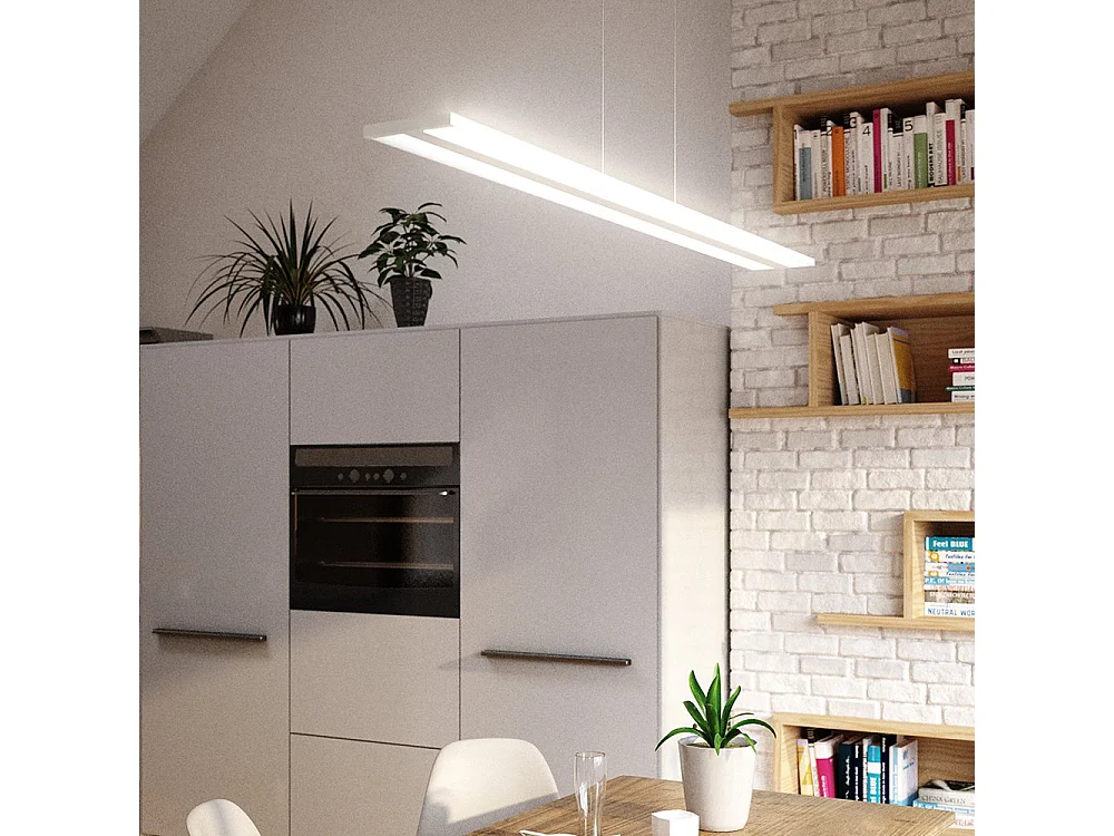 Sospensione Moderna Double Track Metallo Grgio E Diffusore Acrilico Led 40W