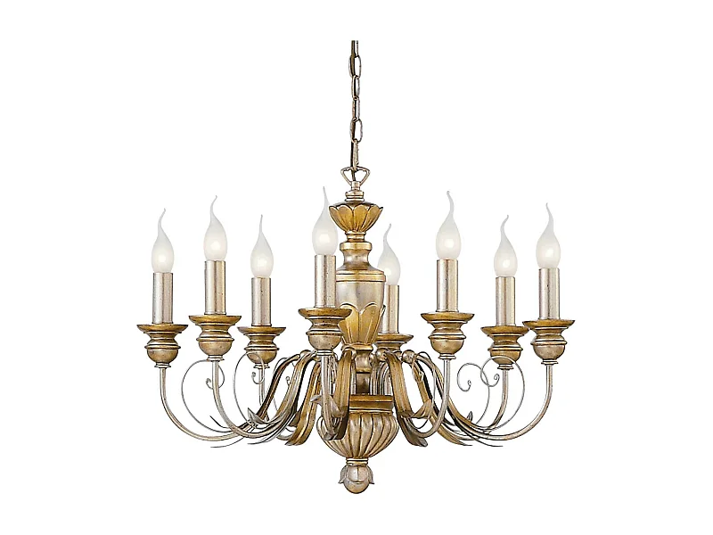 Ideal Lux Dora Lustre à 8 ampoules au fini laiton antique, E14