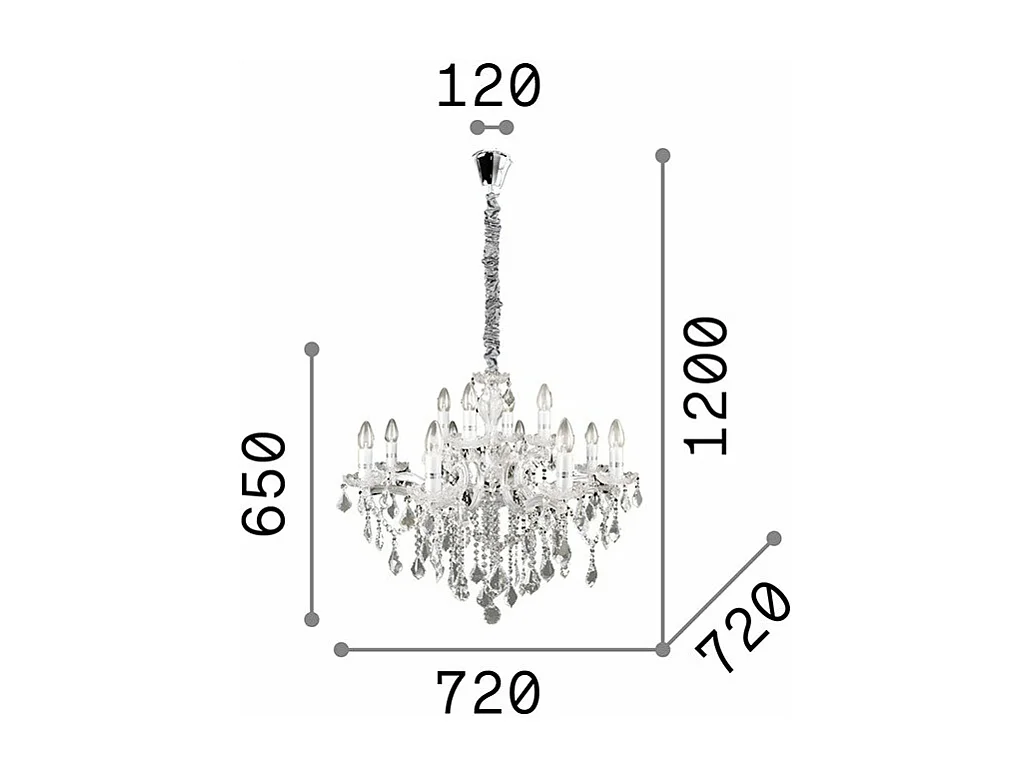 Ideal Lux Florian - 12 licht Kronleuchter Chrome Finish, E14